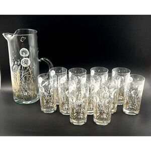MCM Gregory Duncan/West Virginia Dandelion Pitcher & Drinking Glasses